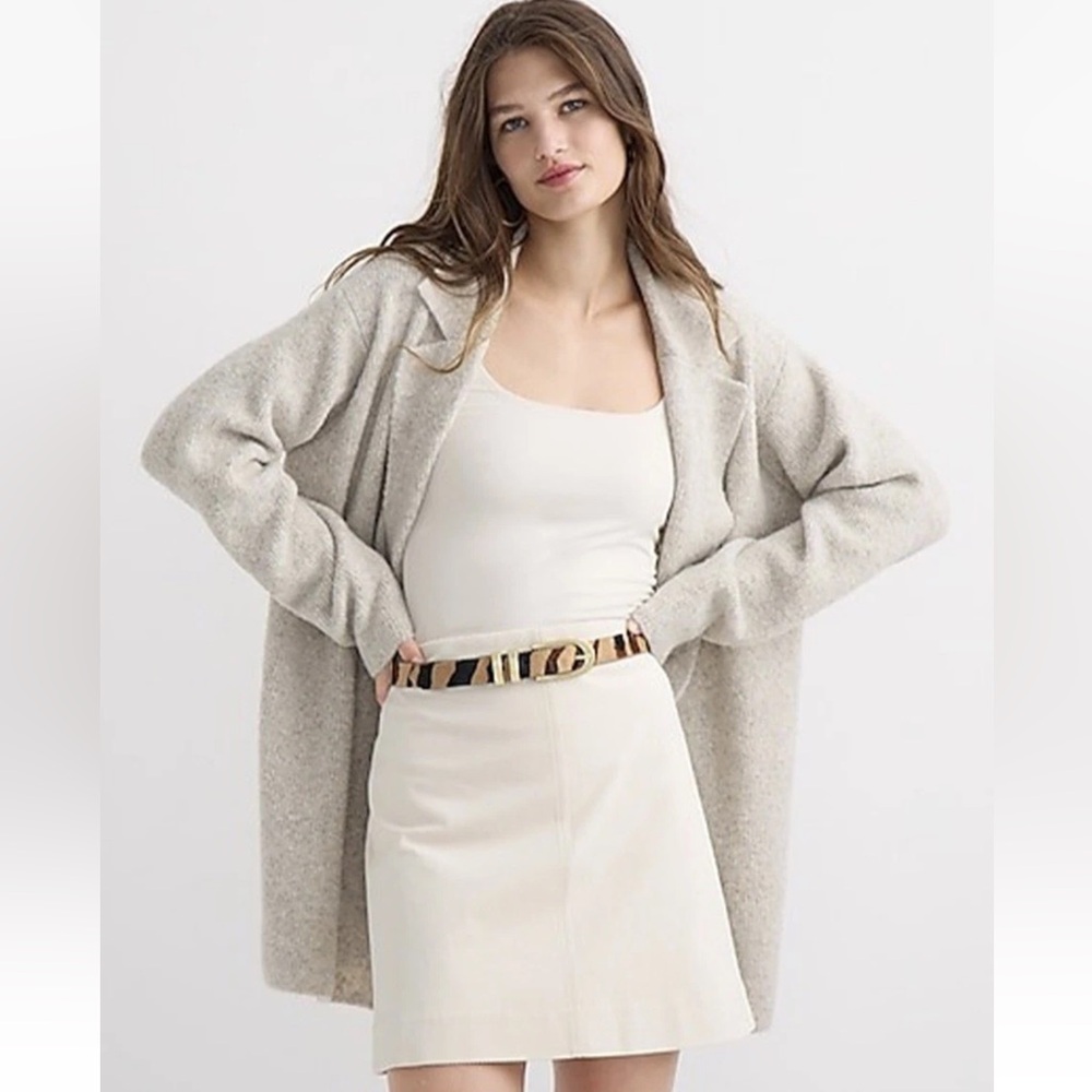 J. Crew Sweater Blazer Women’s 2 XL Beige/Gray Wool Blend Boucle Double Breasted - Picture 2 of 13